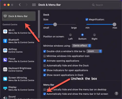 Jadikan Menu Bar Terlihat Permanen